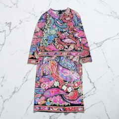 美品 90s レオナール チュニック サイケ ハイネック ペイズリー柄 