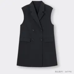 【GU】オーバーサイズダブルブレストベスト　黒　M　ジレ　ベスト　ジーユー