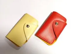 キーケース　赤　イエロー　黄色　合革製　二点セット