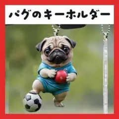 サッカー パグ キーホルダー アクリル 愛犬 犬 紐タイプ チャーム アクキー