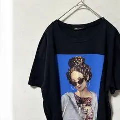 ZARA プリントTシャツ ブラック メンズXLサイズ オーバーサイズ 半袖のサムネイル