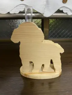 一輪挿し　花瓶　トイプードル　木製　ハンドメイド