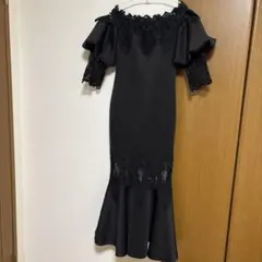 超美品 AIDA 立体裁断 華やかミディ丈ドレス ブラック - メルカリ