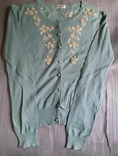 Lois CRAYON　刺繡ロゴ　コットンニット　カーディガン