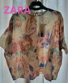 お値下げ【新品未使用タグ付き】ZARA 花柄プリント　半袖シャツ マルチカラーのサムネイル