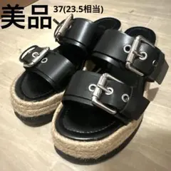ZARA ブラック サンダル 37 レザー　エスパ