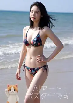 【A284】A4 AIポスター 真夏のビーチサイドヒロイン①