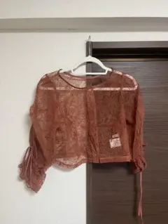 エムズエキサイト 花柄総レース シアーブラウス オレンジブラウン