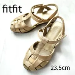 fitfit コンフォートサンダル 23.5 Tストラップ ウェッジソール 本革