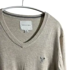 AMERICAN EAGLE ベージュ Vネックニット
