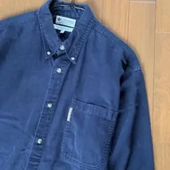 コロンビア 紺 ボタンダウン 長袖シャツ 紺 古着 メンズ レディース 無地