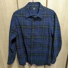 ユニクロ ネルシャツ sサイズ チェック柄 紺色