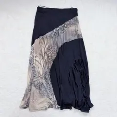 ロングスカート フレア 上品 エレガント きれいめ 和柄 カジュアル 古着 婦人