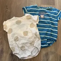 水玉　ジョージ ロンパース 2点セット