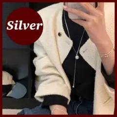 ネックレス ロング ロングネックレス シルバー フォーマル 結婚式 韓国 パール