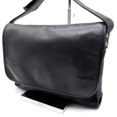 【未使用級】ソメスサドル ショルダーバッグ メッセンジャー オールレザー 黒 SOMES SADDLE / ソメスサドル フラップ式 牛革 メッセンジャー