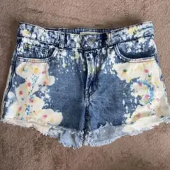 ZARA GIRLS デニムショートパンツ ペイントデザイン