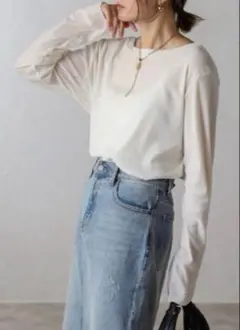 新品／BONJOUR SAGAN リラックスシアーベロアロンT／アイボリー