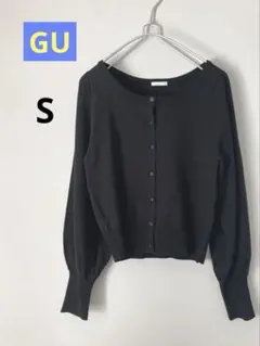 【超美品】GU 長袖ショート丈ニットカーディガン　ブラック　S