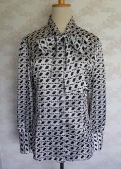 ブラウス ボウタイ リボン vintage ヴィンテージ 古着 柄シャツ 総柄