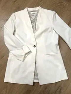 センスオブプレイス　卒業式　入学式　ノーカラージャケット　ホワイト　フォーマル