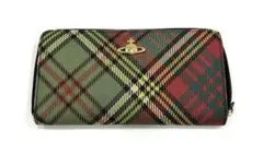 チェック柄 長財布 ゴールドジッパー