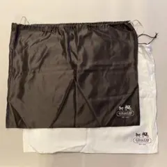 【未使用品】COACH コーチ 保存袋 2枚セット 巾着袋　ホワイト　ブラウン