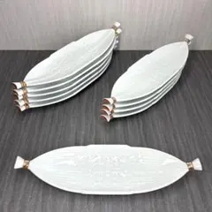 10客 有田焼 観山窯 長皿 金彩 平皿 刺身 和食 盛皿刺身 料亭 観山 和皿