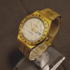 ア197/Q TIMEX ゴールド ダイバー風 クォーツ メンズ腕時計デイデイトのサムネイル