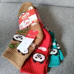 【新品】23〜25cm 　パンダ　ソックス 3足セット　ホカロン
