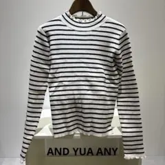 AND YUA ANY ボーダー柄 リブニット メロウネック 150