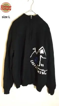 CASTELBAJAC刺繍ロゴライン黒ジップジャンパーLのサムネイル