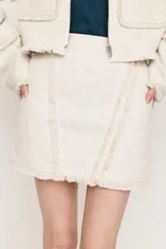 SLY SPRING TWEED JW ショートスカート アイボリー M