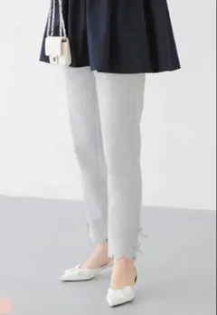 fitmore 裾スカラップリボンパンツ