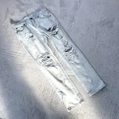 【ONE X ONETEASPOON】（26）ダメージデニムパンツ 薄いブルー