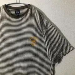 【入手困難】STUSSY 紺タグ ビンテージ ストライプ ボーダー Tシャツ Lのサムネイル