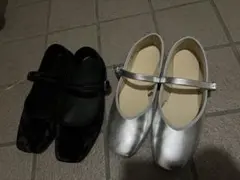 GU パンプス 2足セット S/M ベロア 黒 シルバー