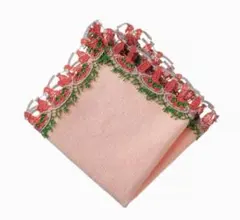 【新品・未使用】近沢レース シーズンタオルハンカチ ナポリタン（サーモンピンク）