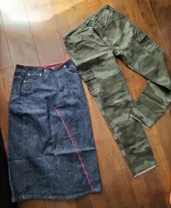 2点セット Levis スカート 24 アバクロ A& F カモフラ柄ズボン