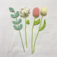 SHEIN シーイン ハンドメイド かぎ針編み フラワー 4本セット 花 ブーケ