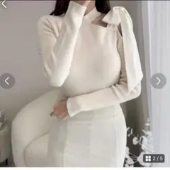 GRL ショルダーカットリボンニットトップス