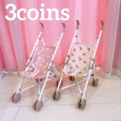 完売品　3COINS ドールバギー　ベージュベア　ピンクフラワー 2点セット
