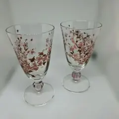 す*か様 桜模様 ガラス製ワイングラス 2個セット