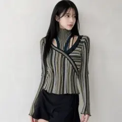 のん着用✨Stripe Jacquard High Neck Knittedのサムネイル