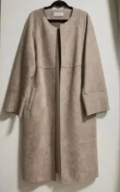 【SIMPLICITE☆ベージュ　ラグラン袖　ロングコート　フェイクスウェード】