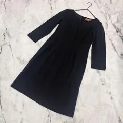 スーナウーナ　七分袖ワンピース　ロング丈　無地　シンプル　Ｖネック