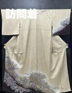 着物　正絹　訪問着 砥粉色　辻ヶ花　絞り　金彩
