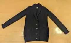 ネイビー リブ編み カーディガン 長袖