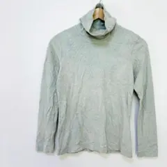 【UNIQLOユニクロ】ソフトタッチタートルネックTシャツ　M　灰色グレー系