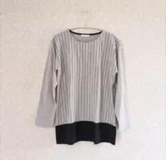 未使用　ストライプ柄 長袖Tシャツ、カットソー 　グレー　Lサイズ